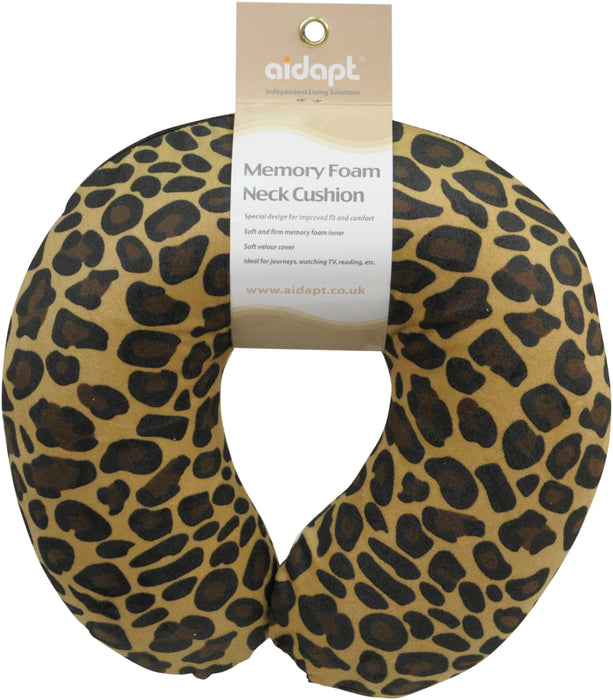 Memory Foam Neck Cushion Tan Leopard from Mobility 2 You - Mobility 2 You.