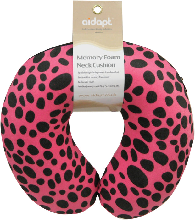 Memory Foam Neck Cushion Pink Leopard from Mobility 2 You - Mobility 2 You.