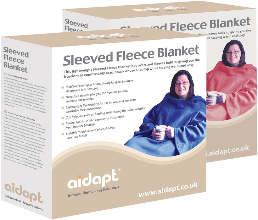 Sleeved Fleece Blanket Blue from Mobility 2 You - Mobility 2 You.