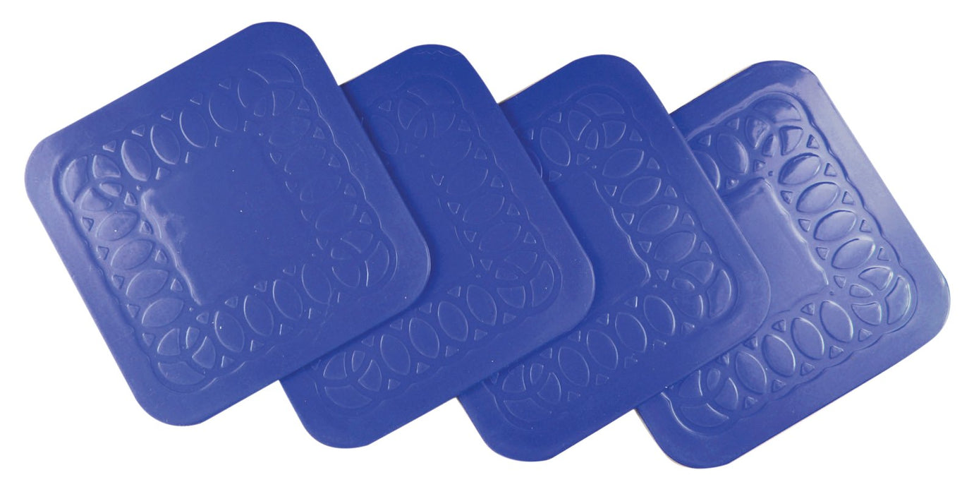 Tenura Anti Slip Silicone Rubber Blue Square Coaster (Pack of 4) from Mobility 2 You - Mobility 2 You.