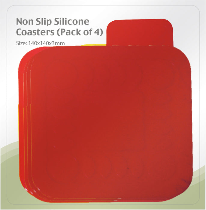 Tenura Silicone Rubber Red Anti Slip Square Mat/Coaster 140 x 140mm from Mobility 2 You - Mobility 2 You.