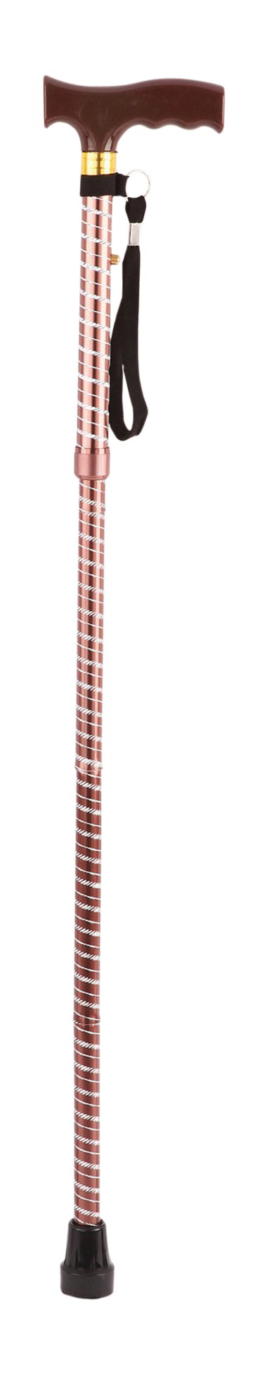 Extendable Plastic Handled Walking Stick with Engraved Pattern Brown from Mobility 2 You - Mobility 2 You.