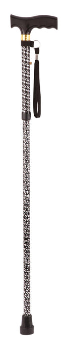 Extendable Plastic Handled Walking Stick with Engraved Pattern Black from Mobility 2 You - Mobility 2 You.