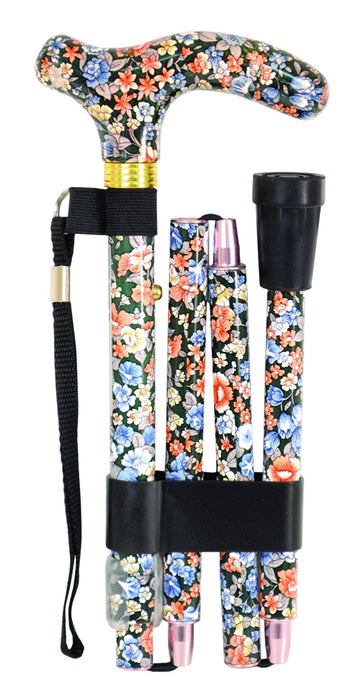 Deluxe Folding Walking Cane Japanese Floral from Mobility 2 You - Mobility 2 You.