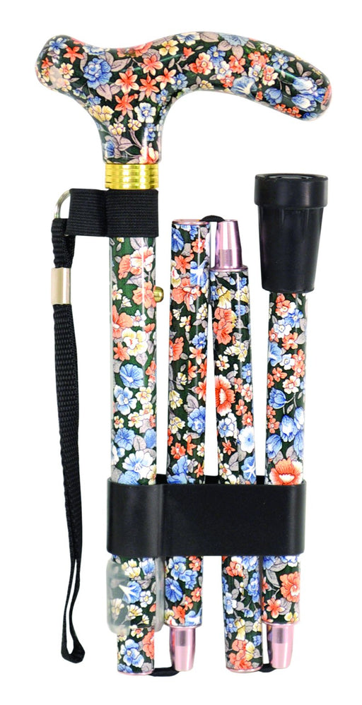 Deluxe Folding Walking Cane Japanese Floral from Mobility 2 You - Mobility 2 You.