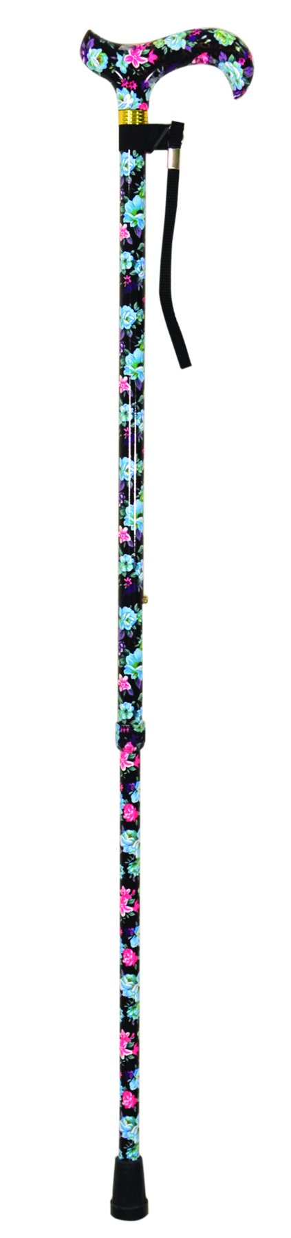 Deluxe Patterned Walking Cane Black Floral from Mobility 2 You - Mobility 2 You.