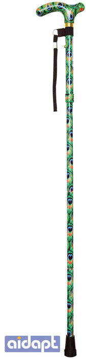 Deluxe Folding Walking Cane Colour Peacock from Mobility 2 You - Mobility 2 You.