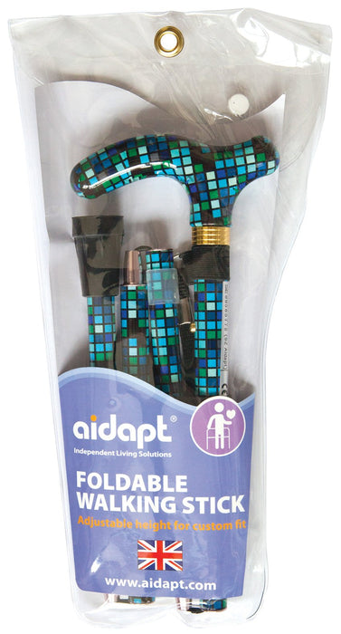 Deluxe Folding Walking Cane Colour Tile from Mobility 2 You - Mobility 2 You.