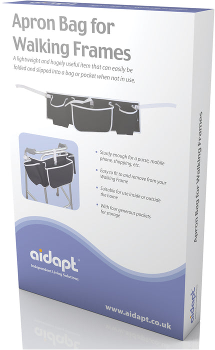 Apron Bag for Walking Frames – Black / White from Mobility 2 You - Mobility 2 You.
