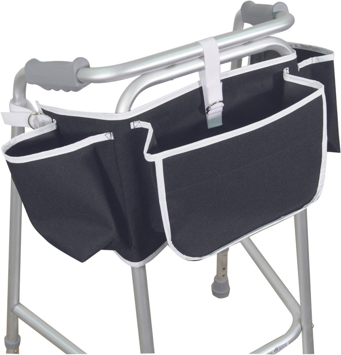 Apron Bag for Walking Frames – Black / White from Mobility 2 You - Mobility 2 You.
