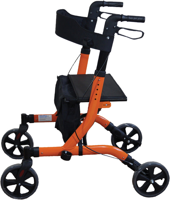 Deluxe Ultra Lightweight Folding 4 Wheeled Orange Rollator from Mobility 2 You - Mobility 2 You.