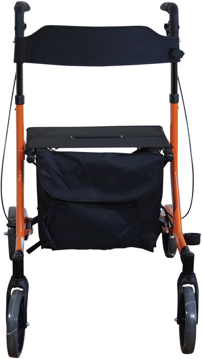 Deluxe Ultra Lightweight Folding 4 Wheeled Orange Rollator from Mobility 2 You - Mobility 2 You.