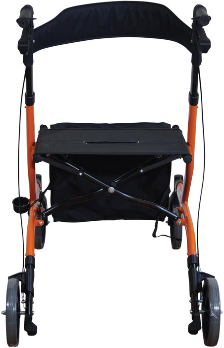 Deluxe Ultra Lightweight Folding 4 Wheeled Orange Rollator from Mobility 2 You - Mobility 2 You.