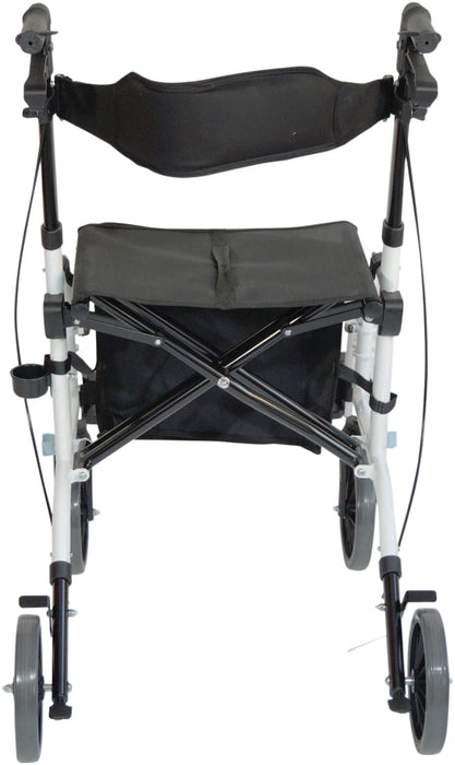 Duo Deluxe White Rollator and Transit Chair in One from Mobility 2 You - Mobility 2 You.