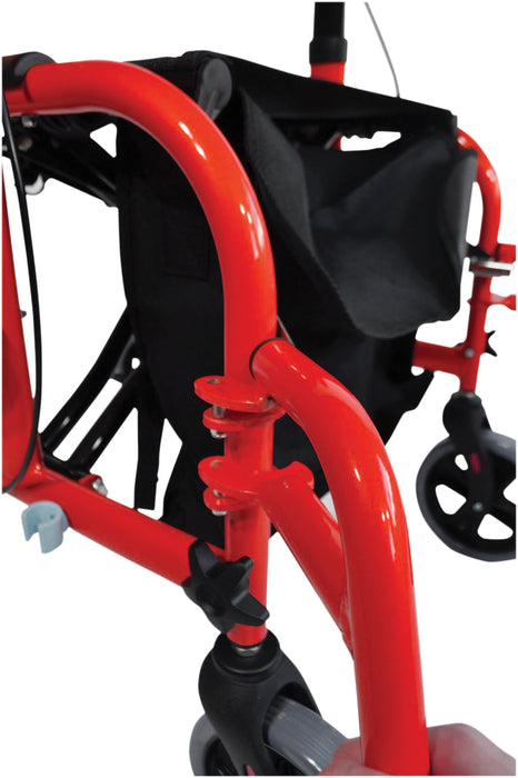 Duo Deluxe Red Rollator and Transit Chair in One from Mobility 2 You - Mobility 2 You.