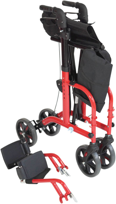 Duo Deluxe Red Rollator and Transit Chair in One from Mobility 2 You - Mobility 2 You.