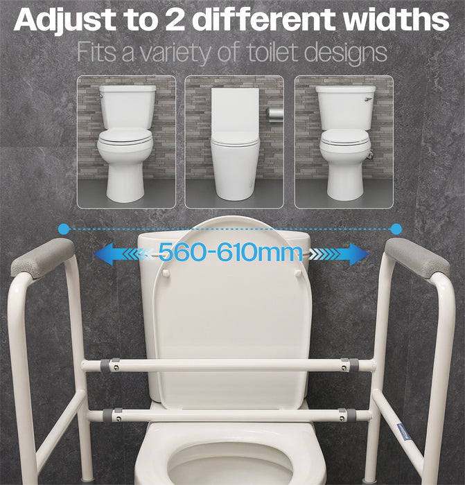 Ashford Height Adjustable Standing Toilet Frame White / Grey from Mobility 2 You - Mobility 2 You.