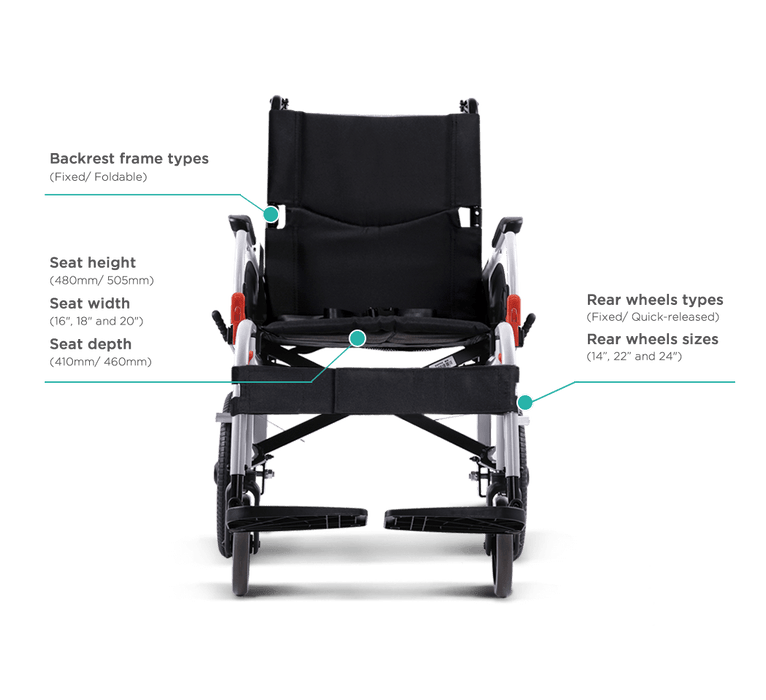 Karma Agile Aluminium Self Propel Wheelchair - 20" Seat from Karma - Mobility 2 You.