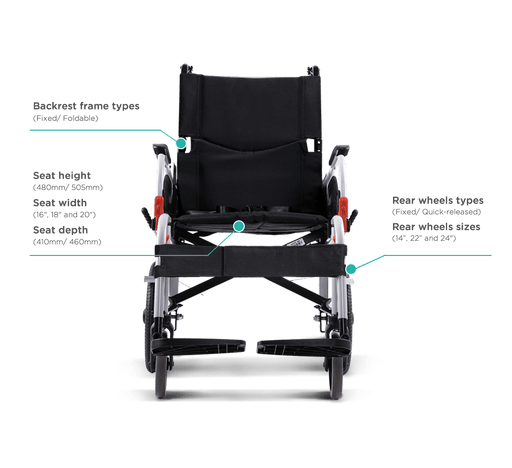 Karma Agile Aluminium Self Propel Wheelchair - 18" Seat from Karma - Mobility 2 You.