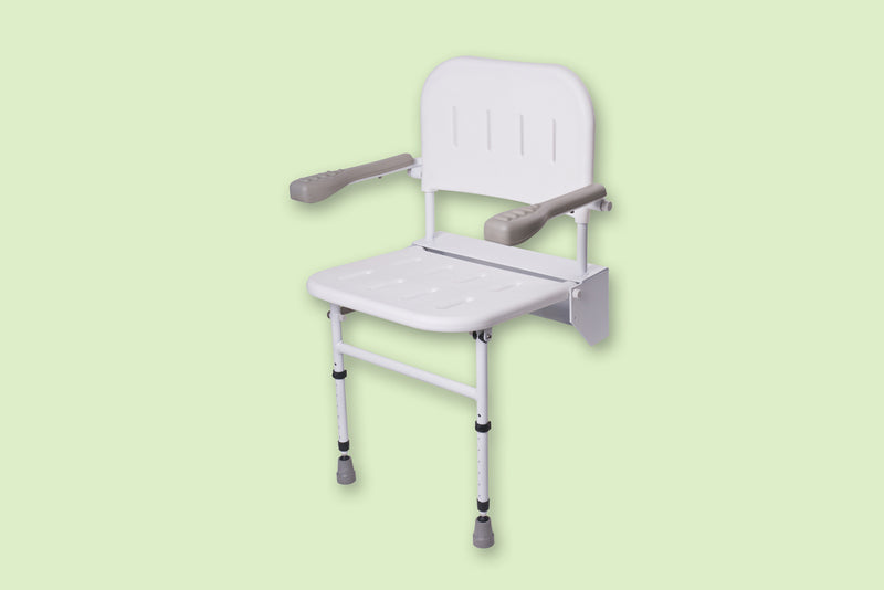 Folding Shower Seat With Legs Back & Arms from Online Exclusive - Mobility 2 You.