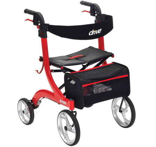 Nitro Rollator Red from Drive DeVilbiss Healthcare - Mobility 2 You.
