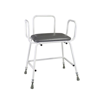 Perching Stool With Arms And Plain Back 