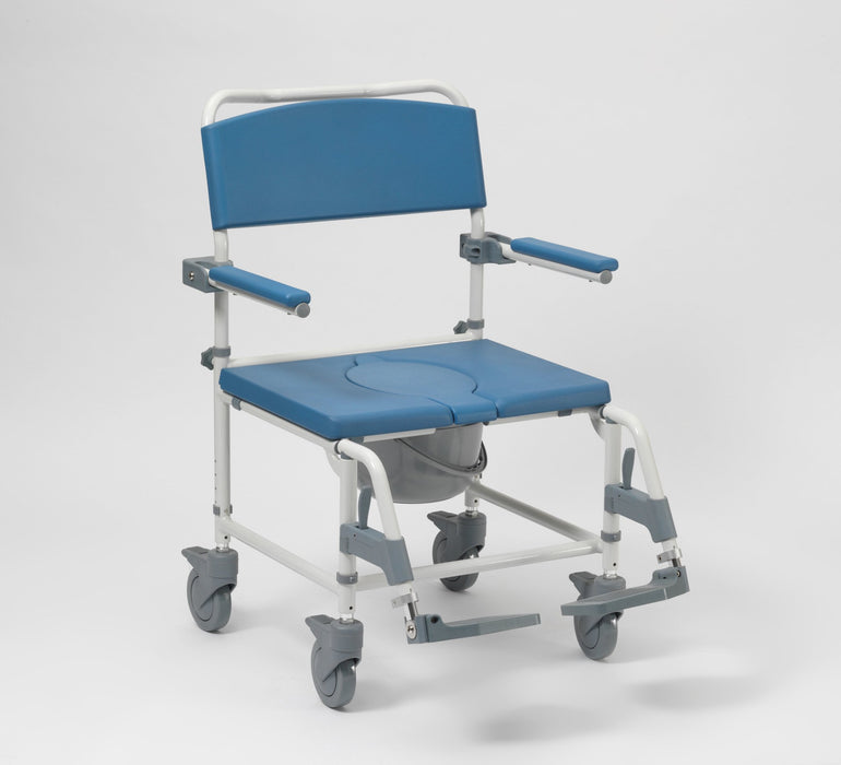 Aston Aluminium Braked Height Adjustable Mobile Shower Chair Commode 