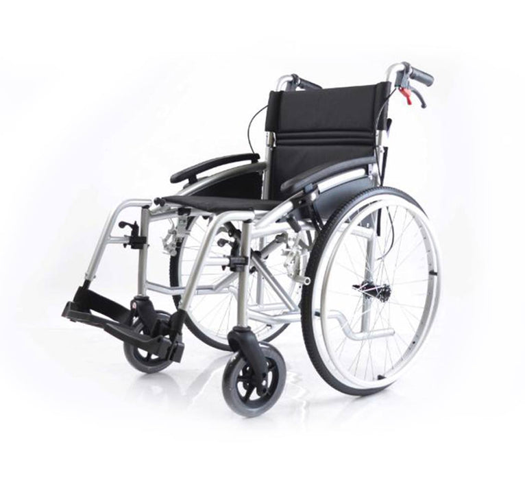 i-Lite Plus Aluminium Self Propel Wheelchair - Silver from Karma - Mobility 2 You.