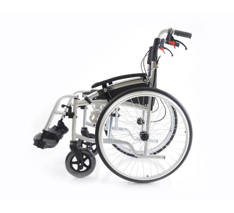 i-Lite Plus Aluminium Self Propel Wheelchair - Silver from Karma - Mobility 2 You.