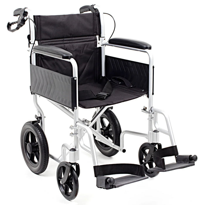 i-Lite Aluminium Transit Wheelchair - Silver from Karma - Mobility 2 You.