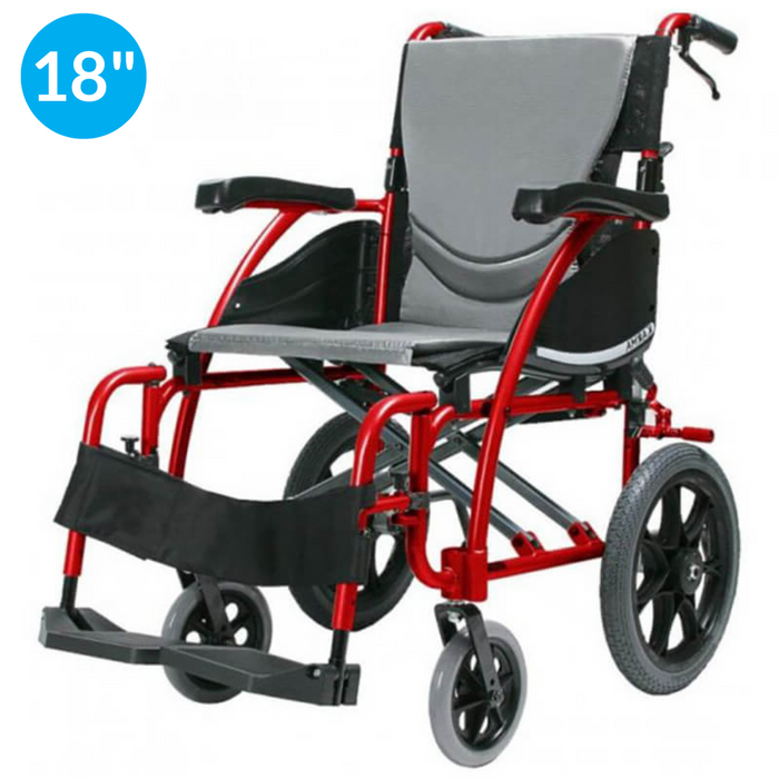 Ergo 115 Transit Wheelchair - 18" Seat - Red from Karma - Mobility 2 You.