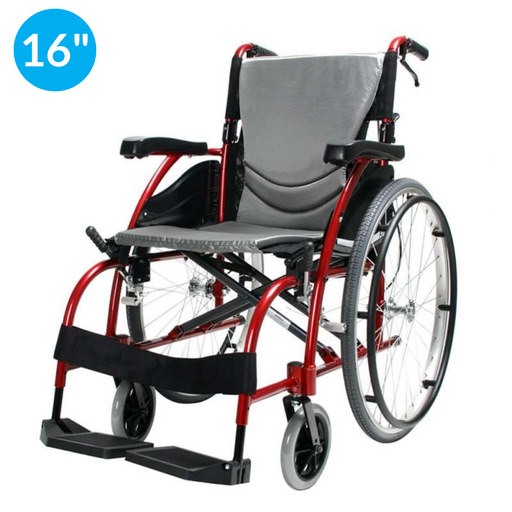 Ergo 115 Self Propel Wheelchair - 16" Seat - Red from Karma - Mobility 2 You.