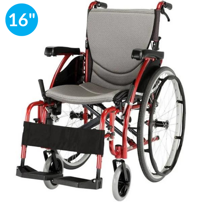 Ergo 125 Self Propel Wheelchair - 16" Seat - Red from Karma - Mobility 2 You.