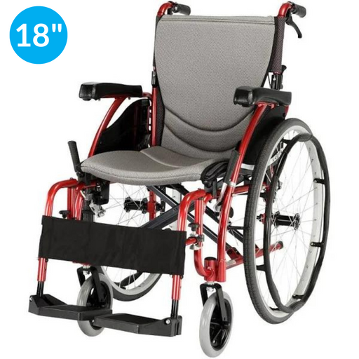 Ergo 125 Self Propel Wheelchair - 18" Seat - Red from Karma - Mobility 2 You.